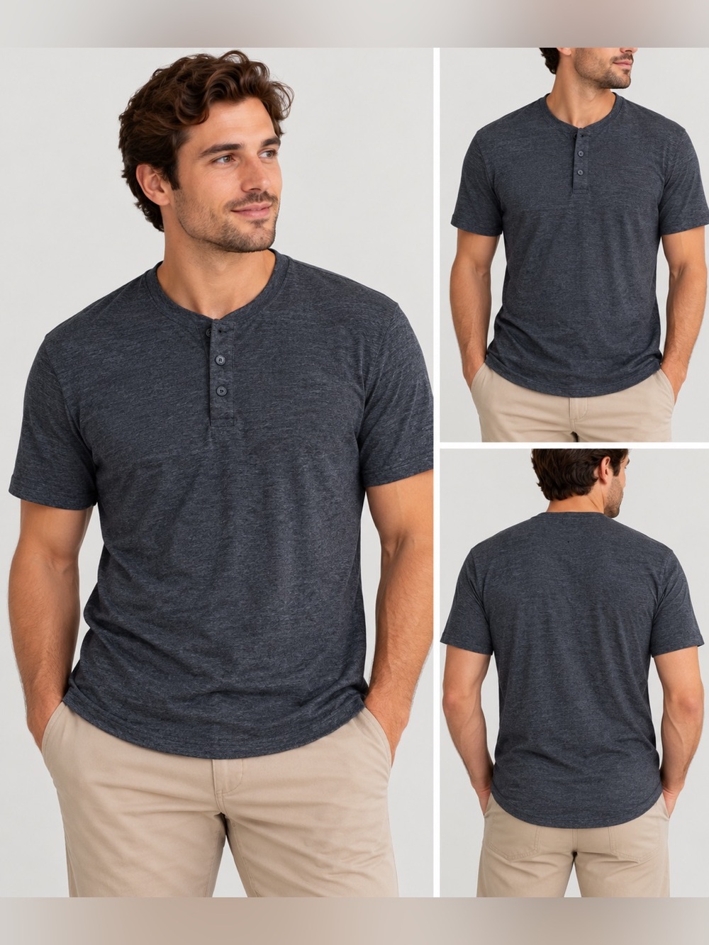 Weatherproof Men's Charcoal Heather Short Sleeve Henley
